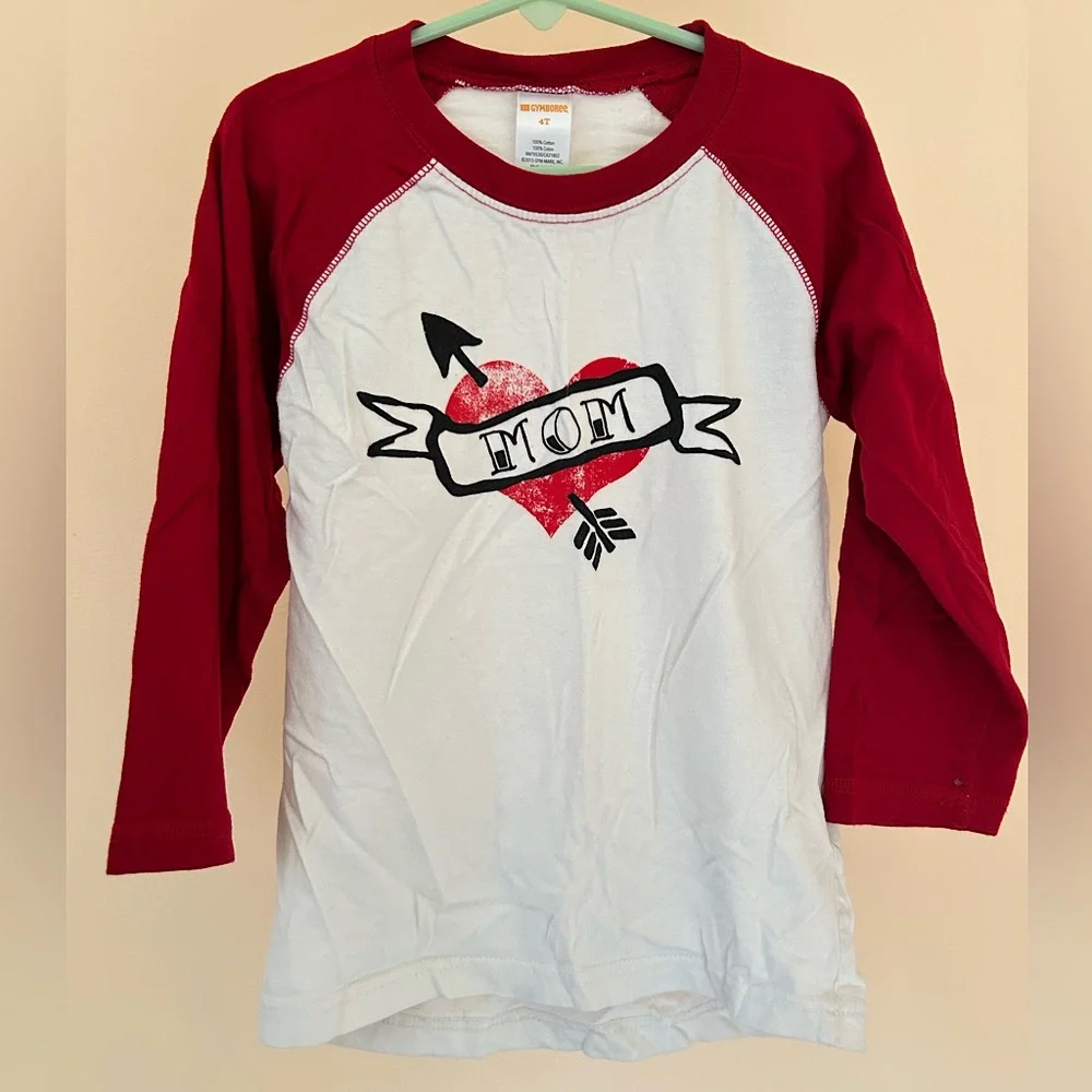 Gymboree Mom Heart Tattoo Graphic Long Sleeve Raglan Tee | Boy Size 4T